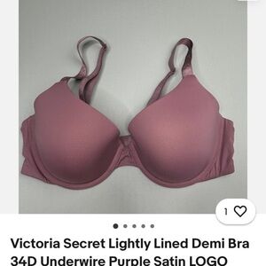 Victoria's Secret Mauve Lightly Lined Demi Bra 34Dd